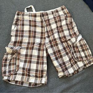 Aeropostale Brown Plaid Cargo Shorts